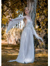 Bell Sleeves Ivory Lace Chiffon Beach Summer Wedding Dress